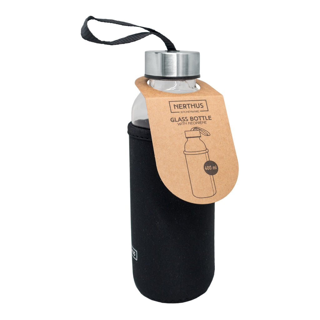 Garrafa de vidro com revestimento em neoprene