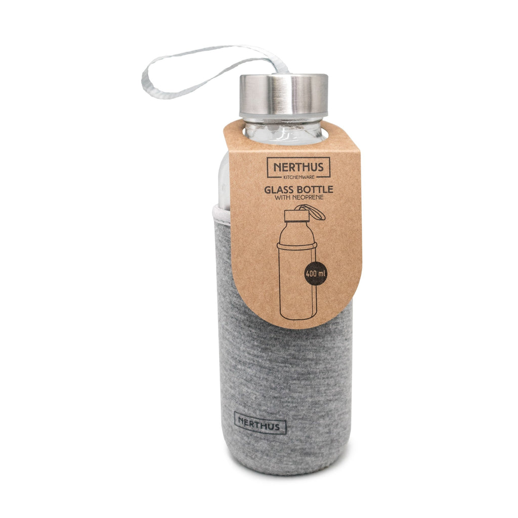 Garrafa de vidro com revestimento em neoprene