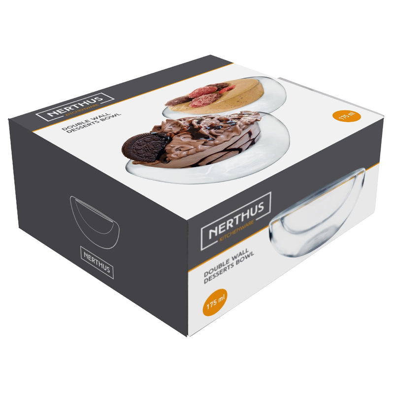 Bol de cristal doble pared para postres y helados