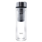 Garrafa de vidro de 350ml com infusor e parede dupla.