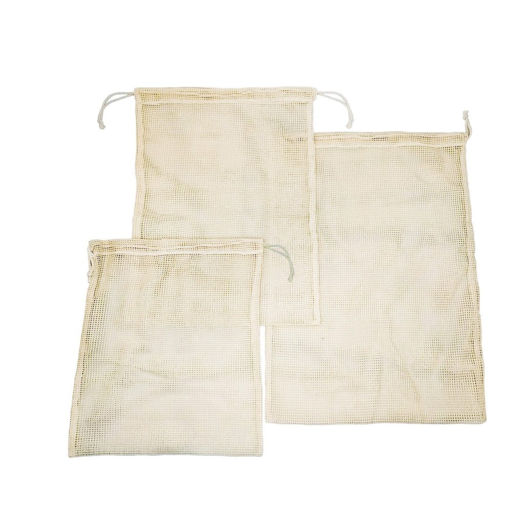 Conjunto de sacos em malha 100% algodão orgânico