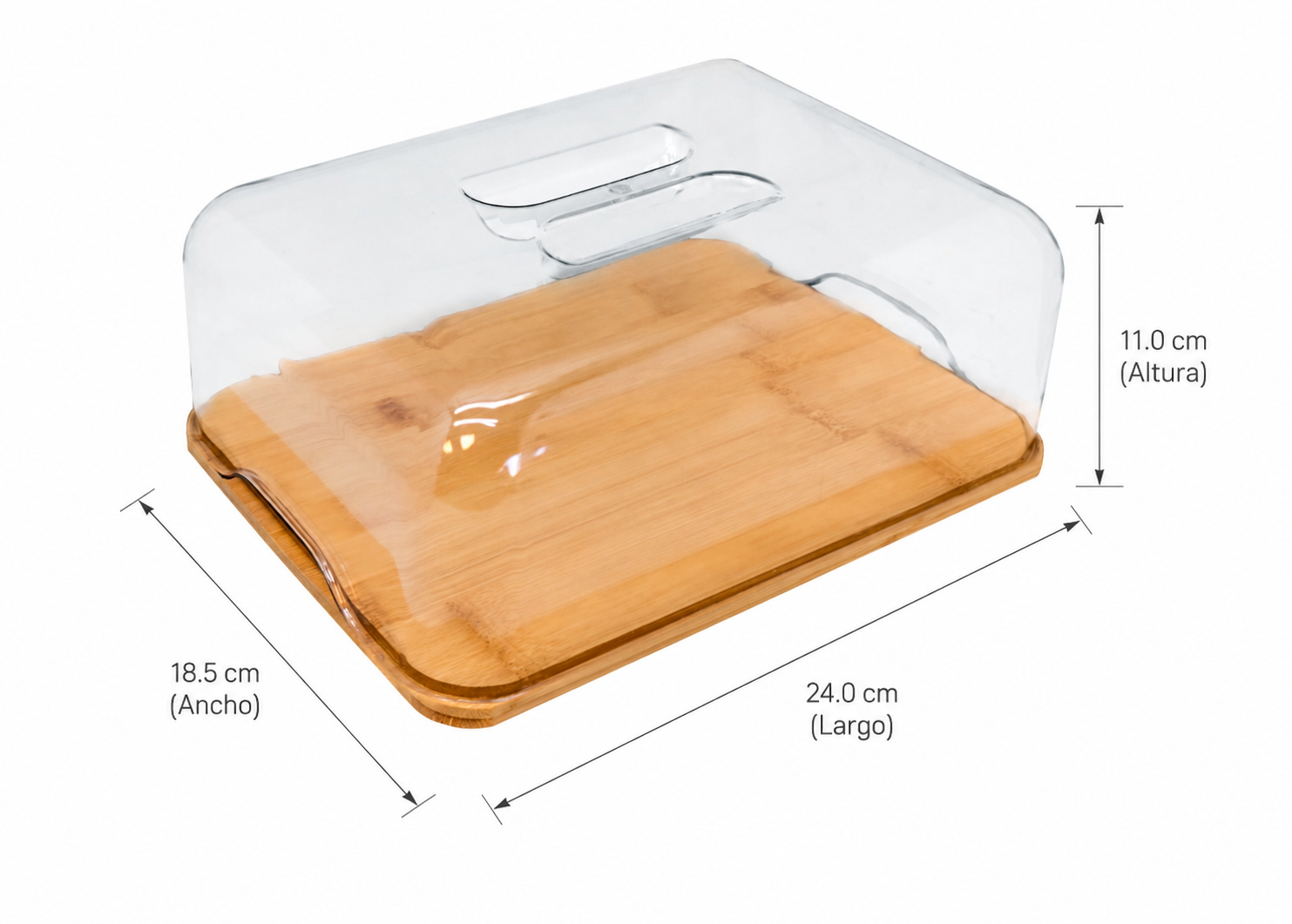 Quesera de bambú con tapa cúpula de PVC