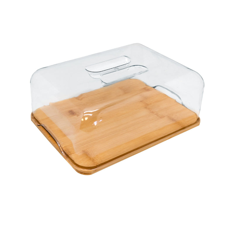 Quesera de bambú con tapa cúpula de PVC