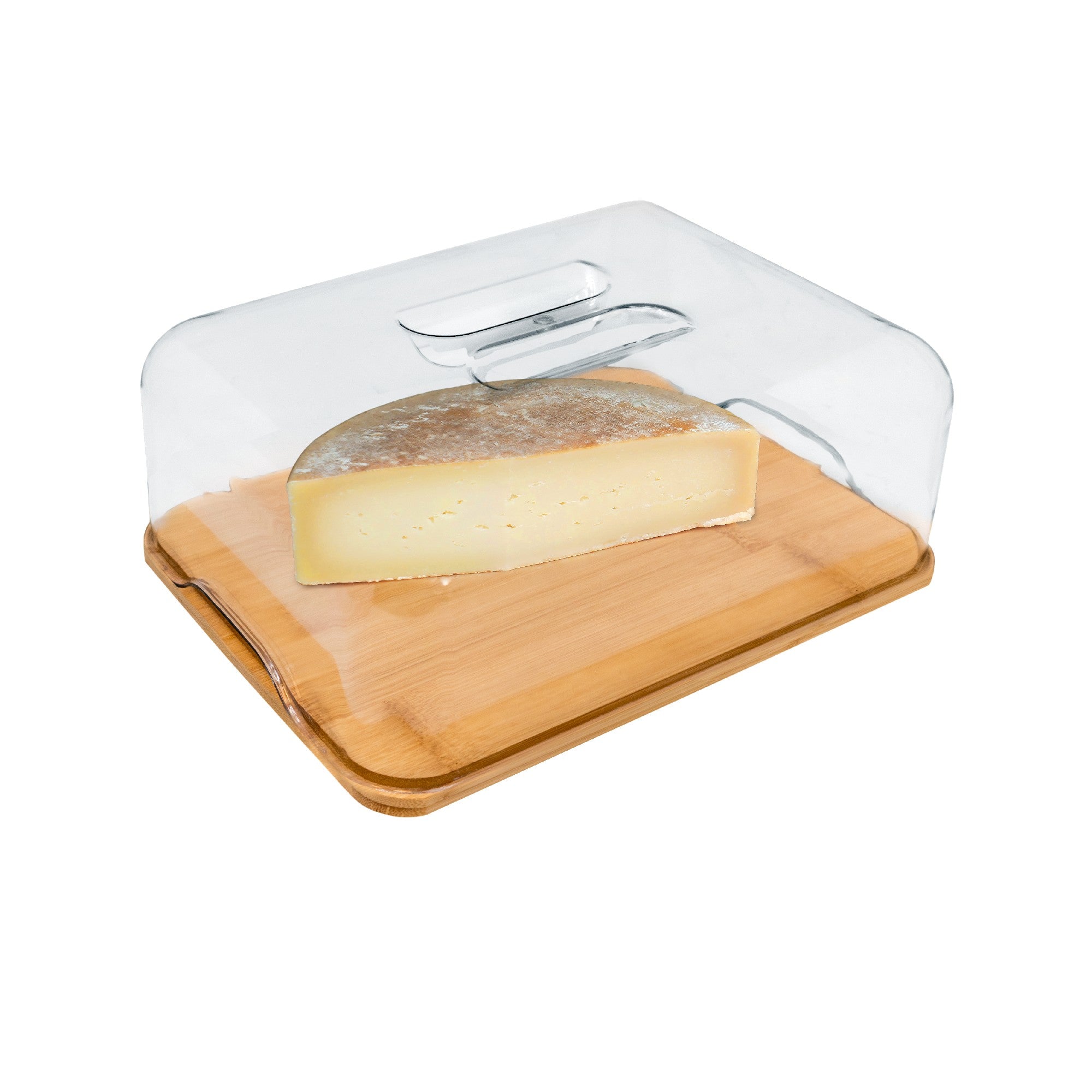 Quesera de bambú con tapa cúpula de PVC