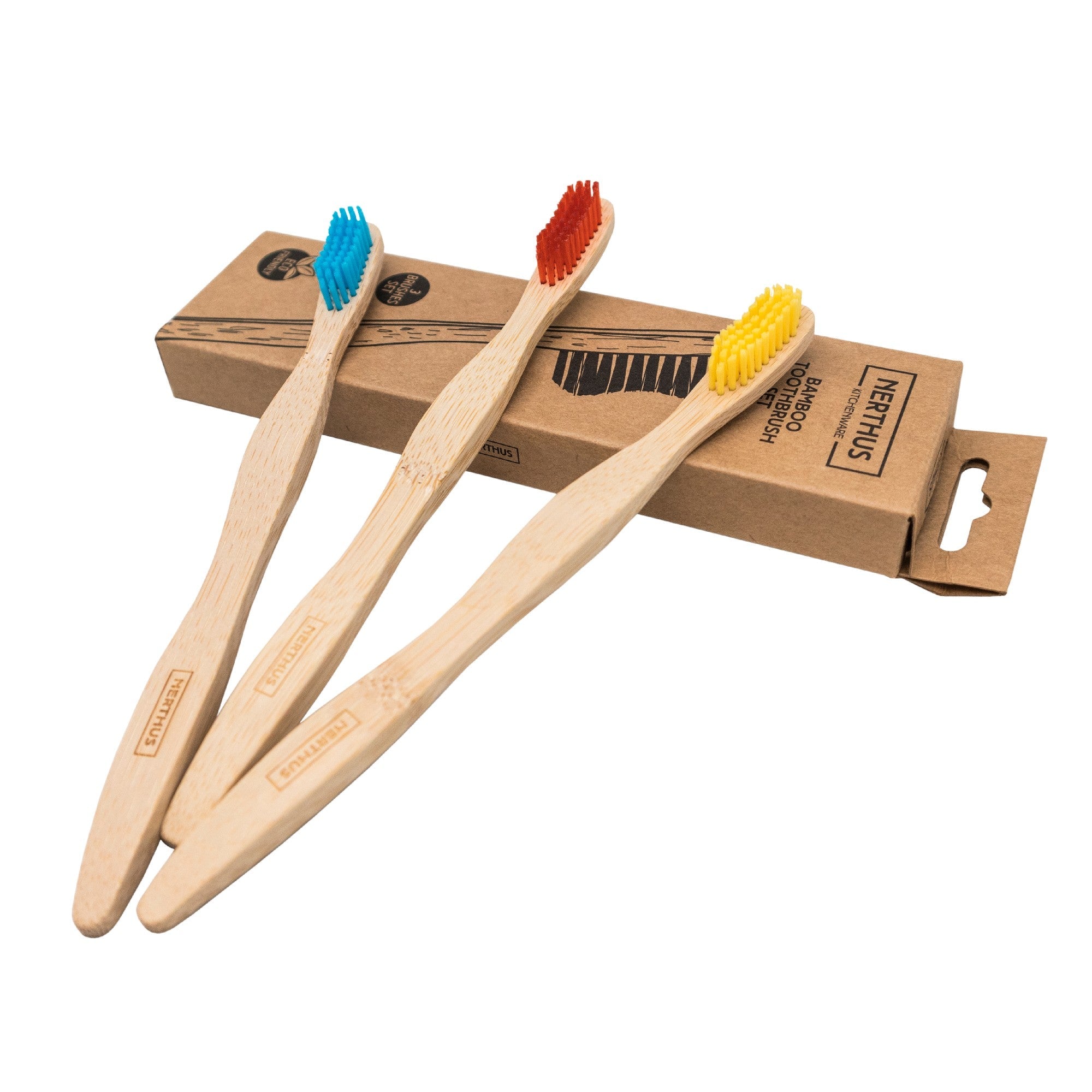Set de 3 cepillos de dientes ecológicos de bambú