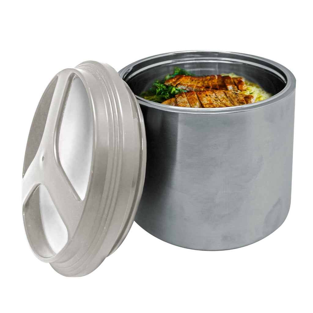 Garrafa térmica para alimentos em aço inoxidável, 1L ou 1,5L, com dois compartimentos.