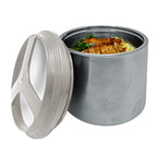 Garrafa térmica para alimentos em aço inoxidável, 1L ou 1,5L, com dois compartimentos.