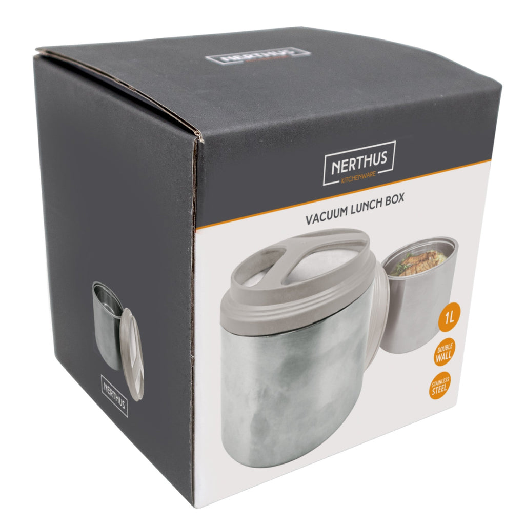 Garrafa térmica para alimentos em aço inoxidável, 1L ou 1,5L, com dois compartimentos.