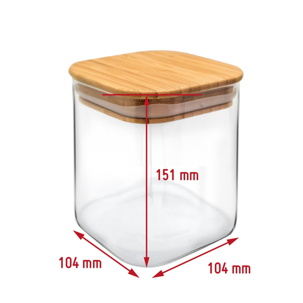 Square Glass Airtight Jar with Bamboo Lid