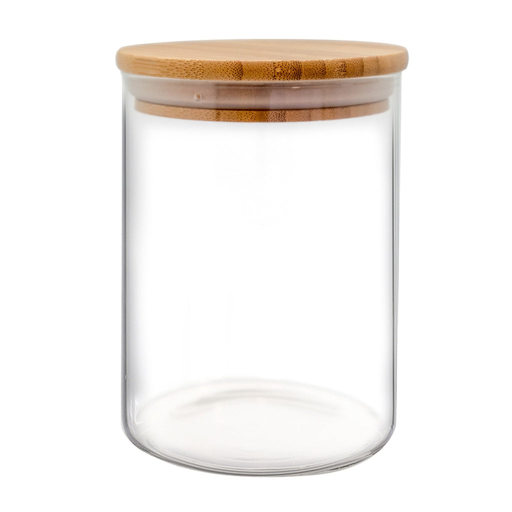 Round Glass Airtight Jar with Bamboo Lid