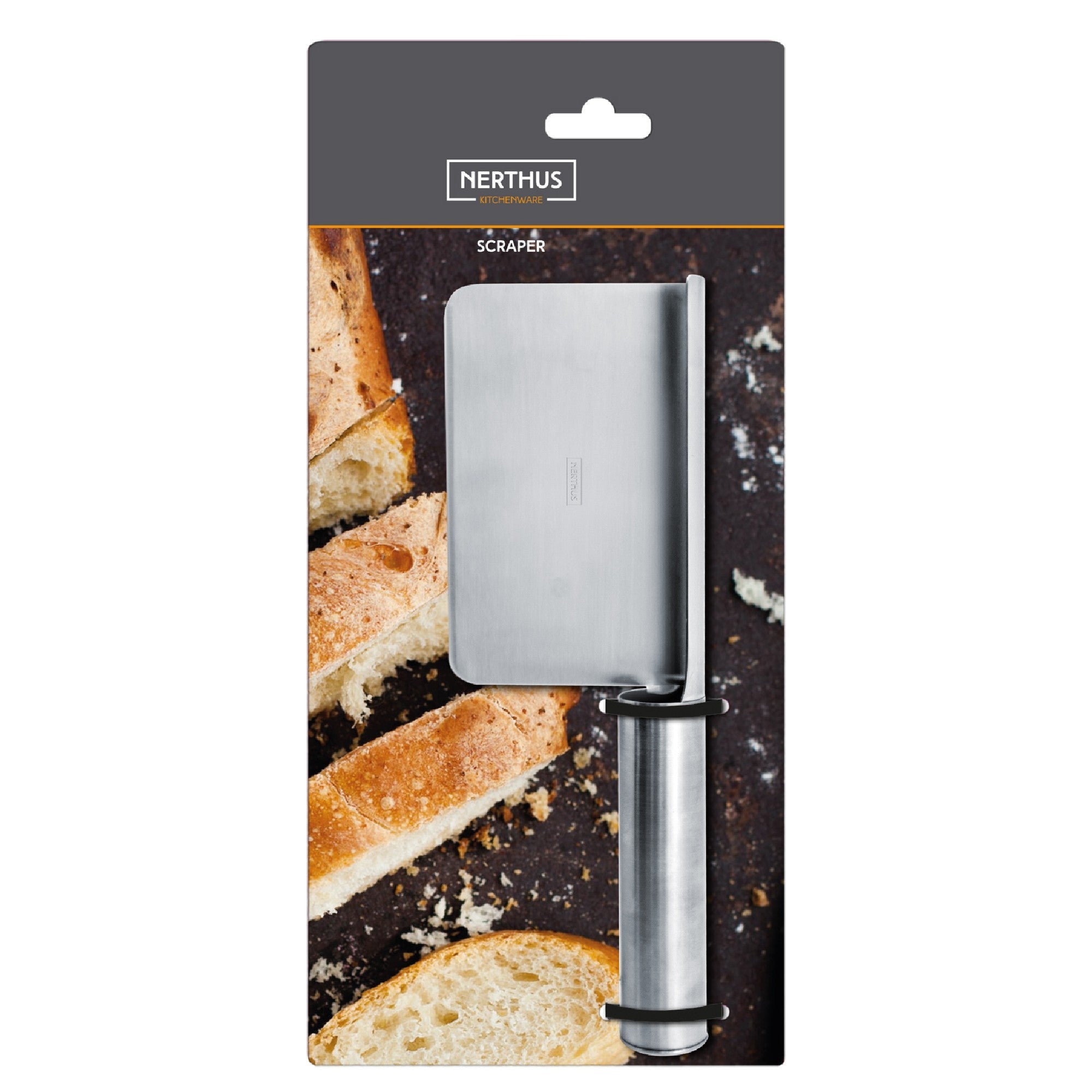 Stainless steel crumb sweeper with ergonomic handle