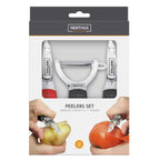 Stainless steel peeler set with ergonomic handle
