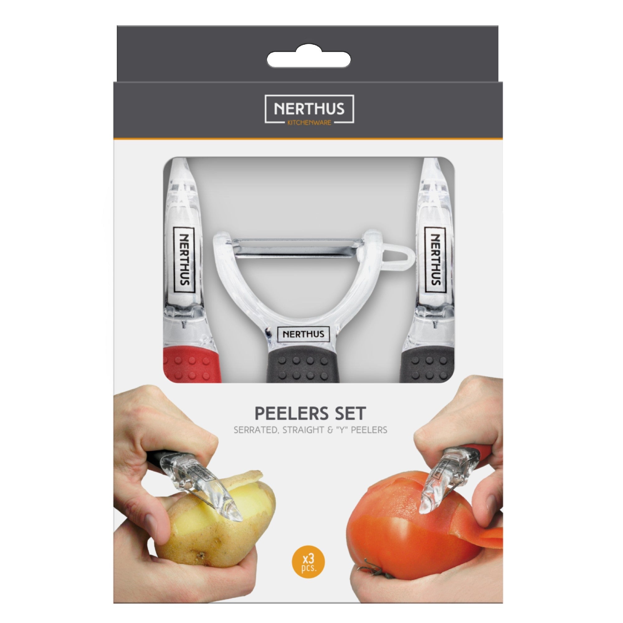 Stainless steel peeler set with ergonomic handle