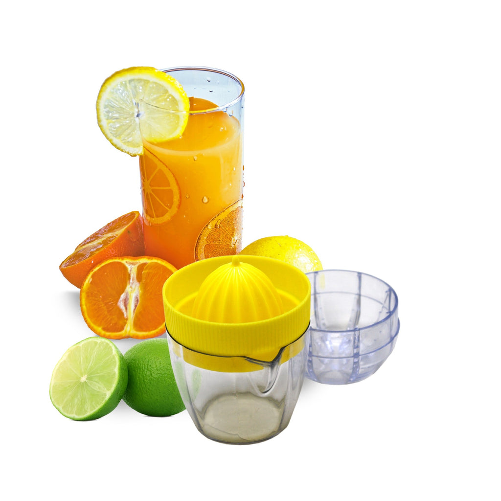 Espremedor de fruta manual de mesa amarelo