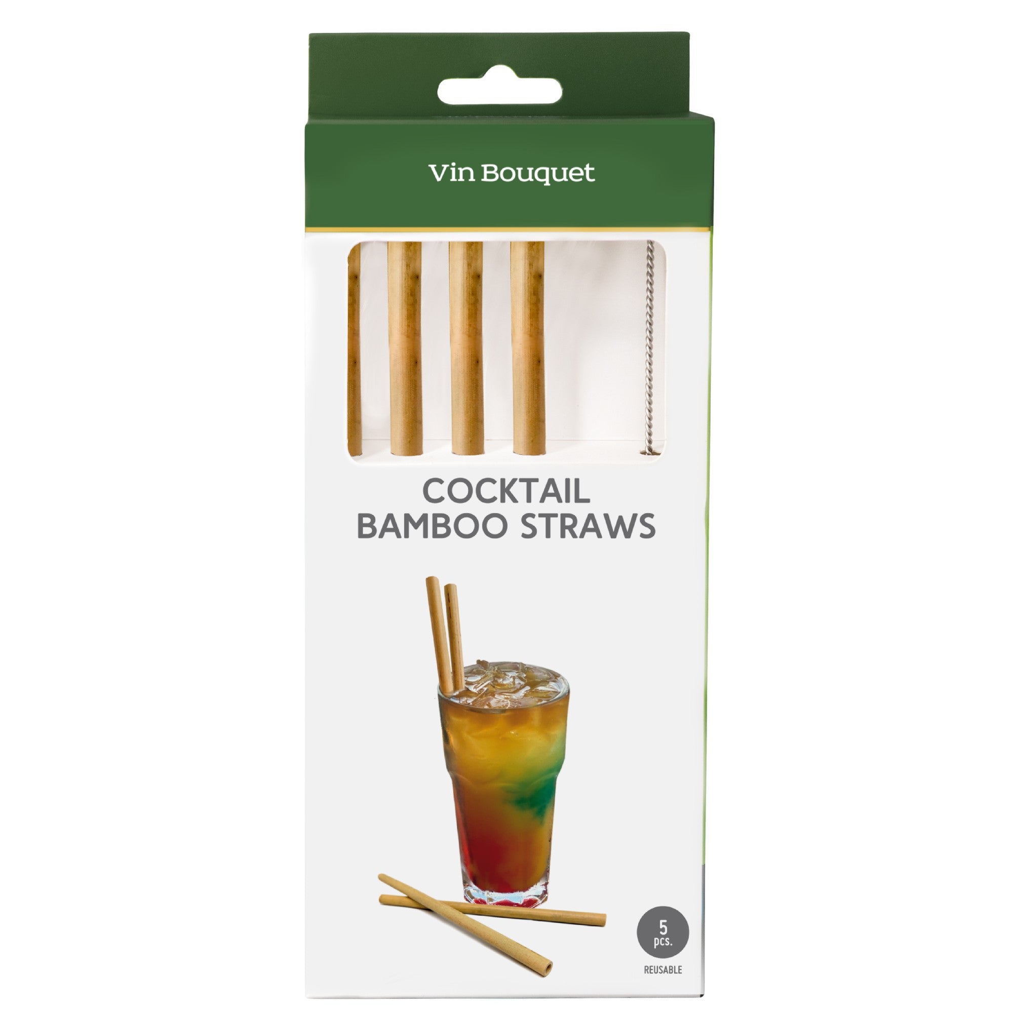 Set de Pajitas de Bambú Reutilizables