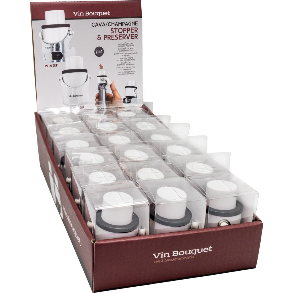 Tapón conservador de cava y champán con marcador