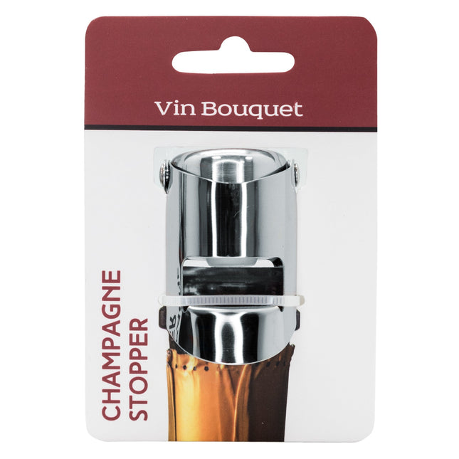 Tapón para cava y champagne en acero plata
