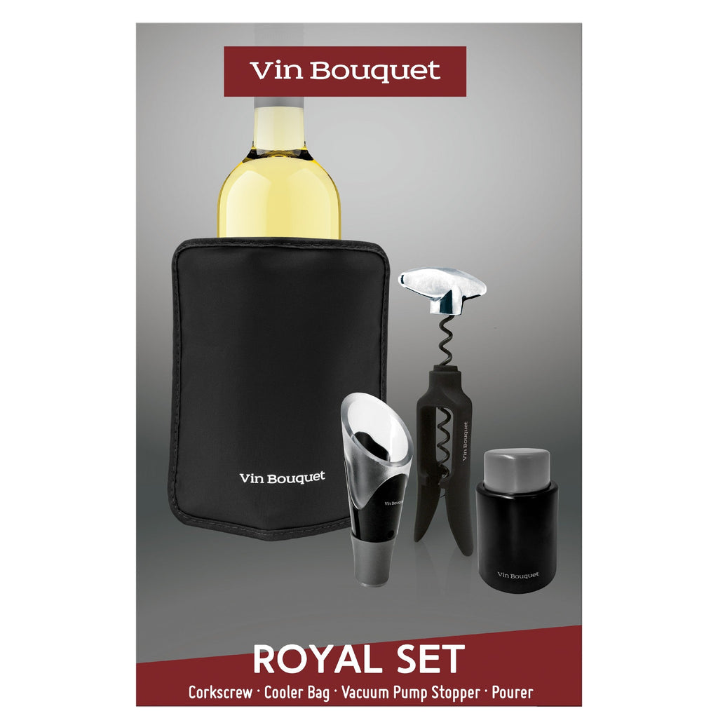 Royal Wine Set – Automatic Corkscrew, Pourer, Vacuum Stopper, and Chiller Sleeve