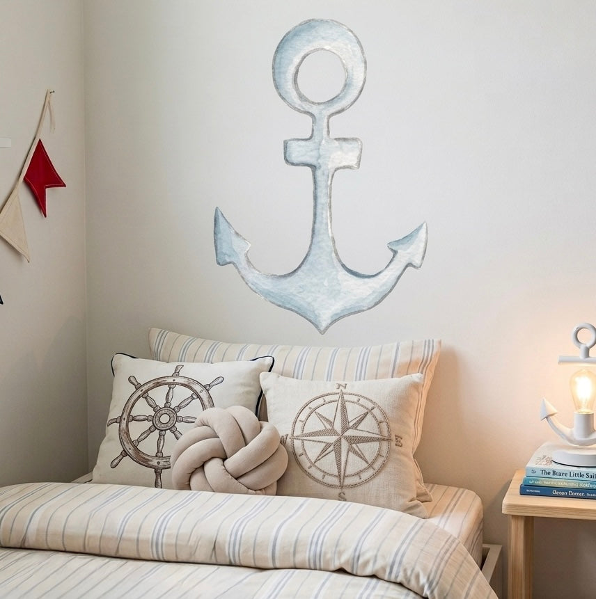 Autocolante em vinil infantil com âncora, 60x65cm | para espaços pequenos