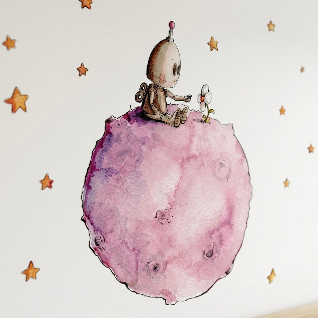 Vinilo decorativo Botty en el planeta para niños