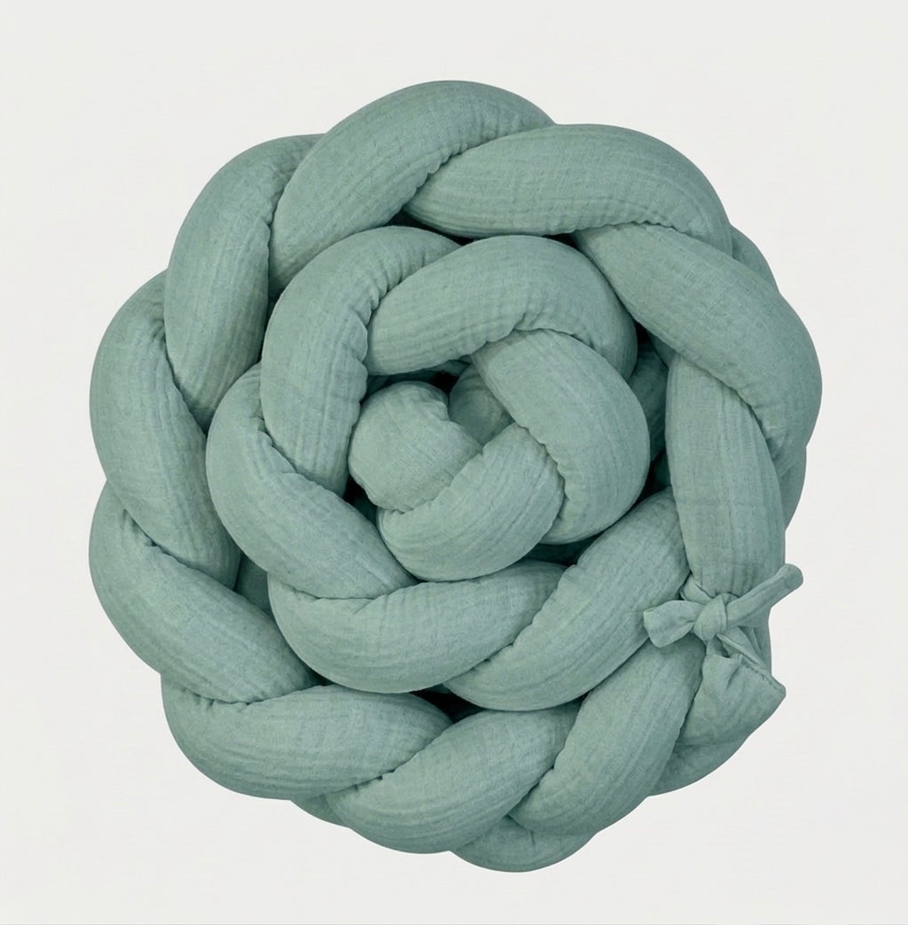 Muslin crib bumper braid | moss green 180cm