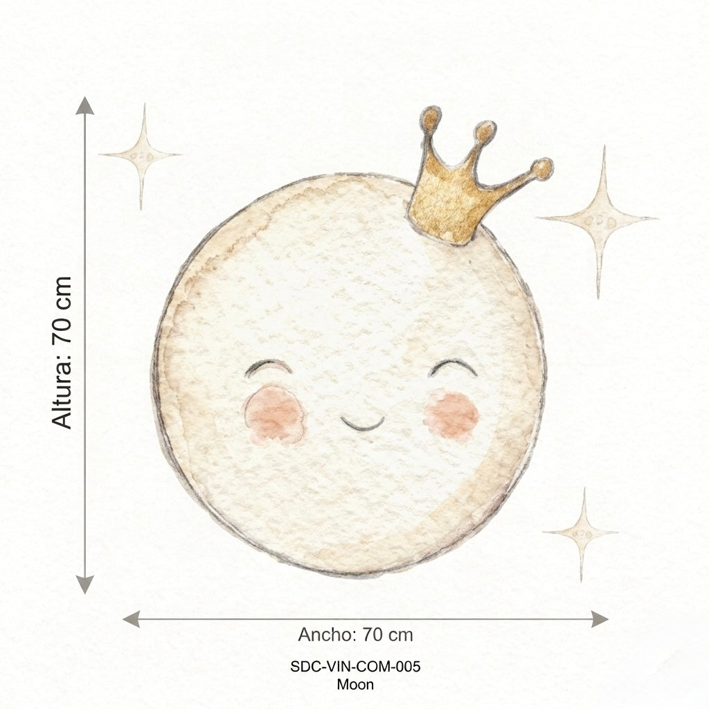 Lua decorativa infantil em vinil, pequena, 70x70cm | Para crianças