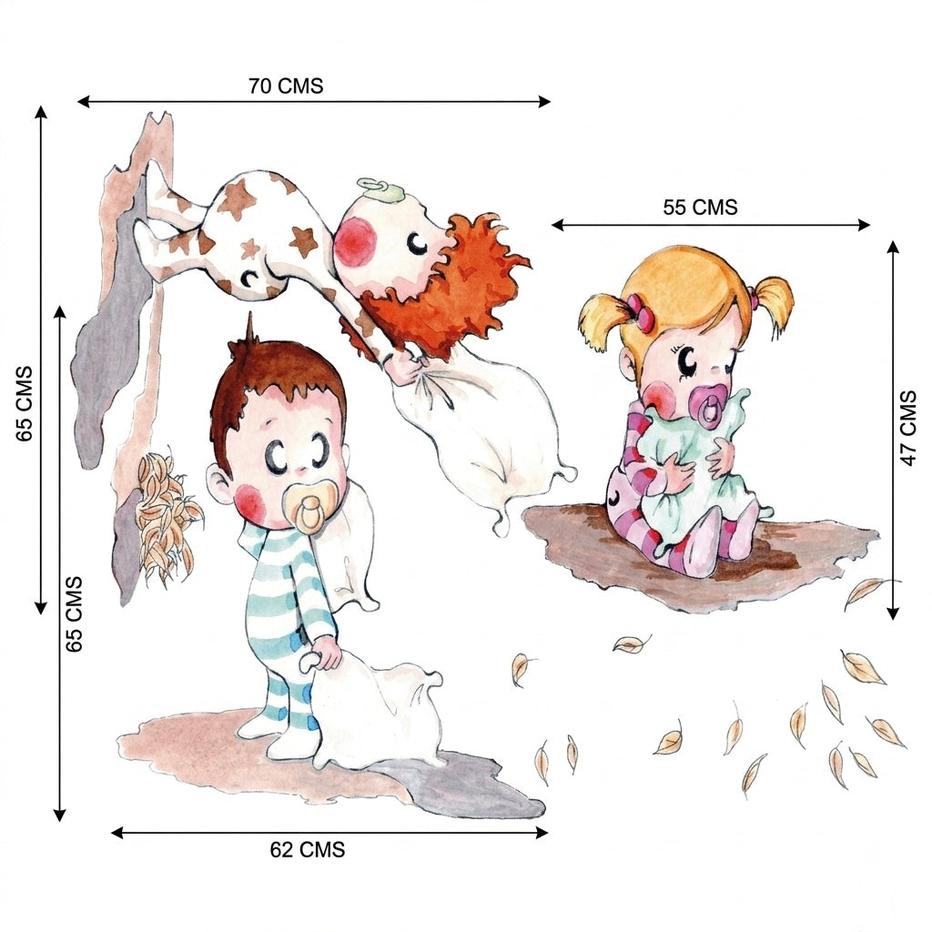 Autocolante decorativo infantil em vinil - Guerra de Almofadas para crianças