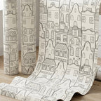 Papel pintado infantil con animales y casas | negro
