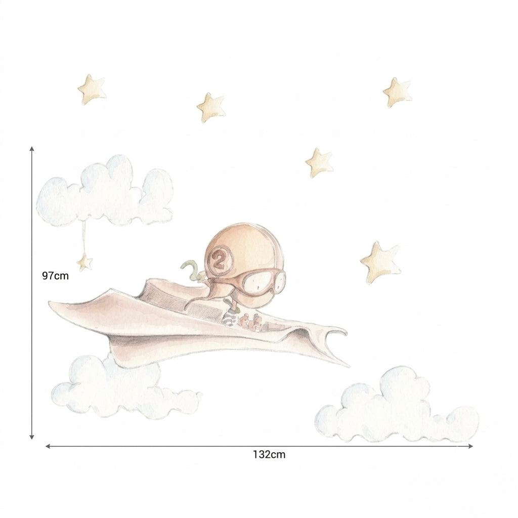Children's decorative vinyl with a paper airplane design