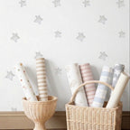 Children's wallpaper with watercolor stars | gray