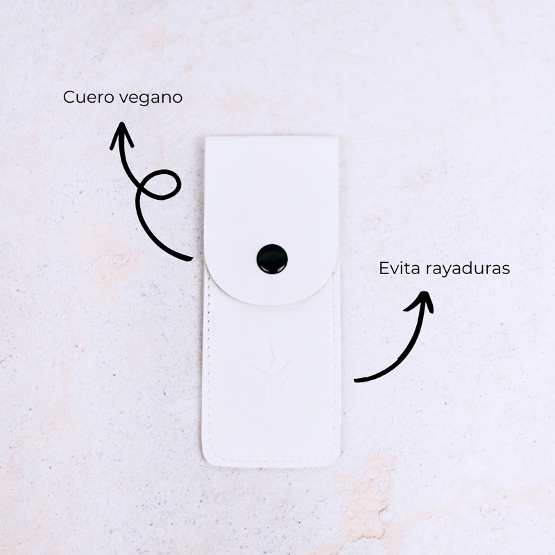 Funda de maquinilla de afeitar de cuero vegano | blanca