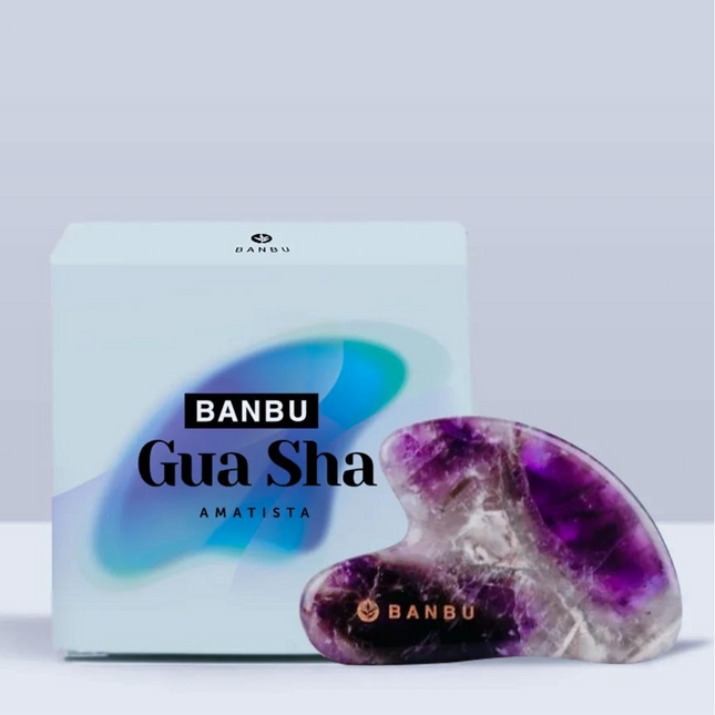 Gua sha de amatista para yoga facial y piel radiante