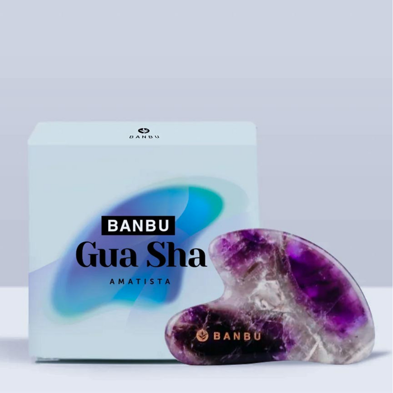 Gua sha de amatista para yoga facial y piel radiante