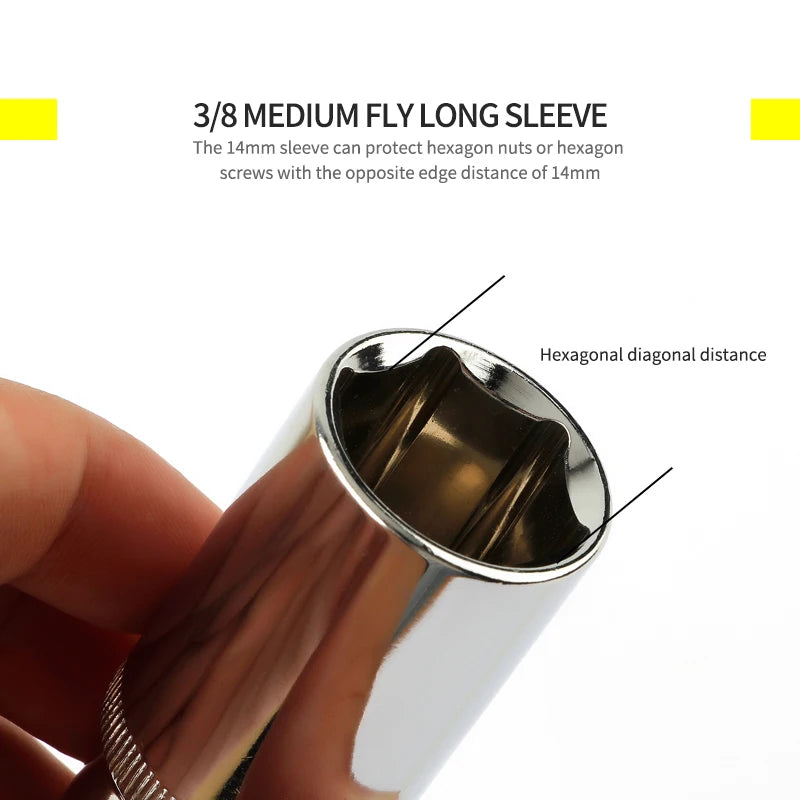 Vaso profundo de 3/8” con cabezal hexagonal de 8mm a 24mmLlaves de vasoHardware > Tool Accessories > Tool Sockets