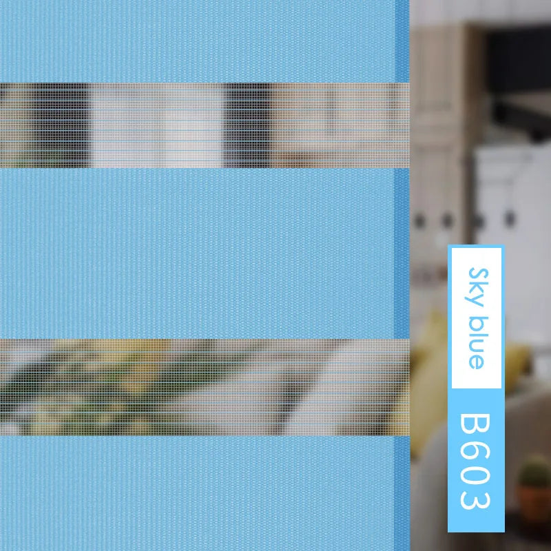 Estor enrollable de cebra de doble capa de coloresPersianas