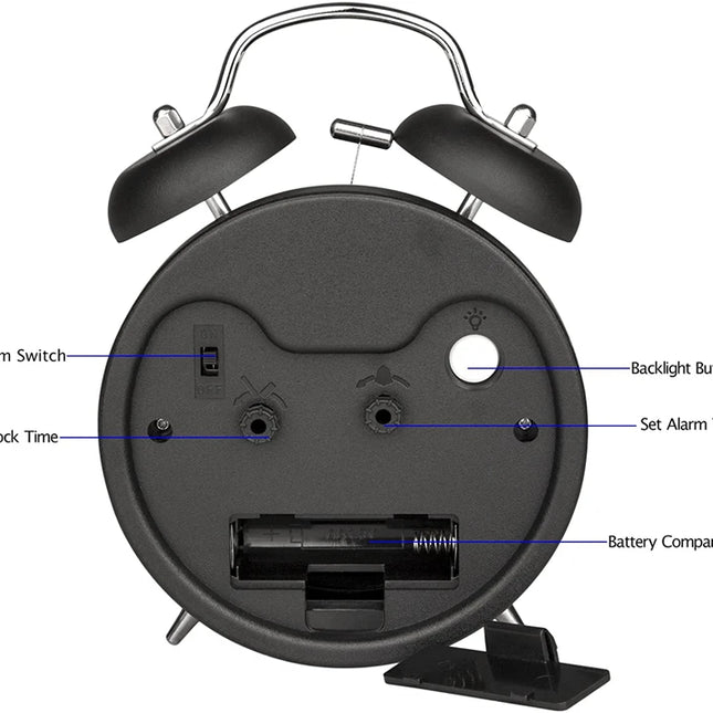 Réveil avec double cloche et cadran 3D