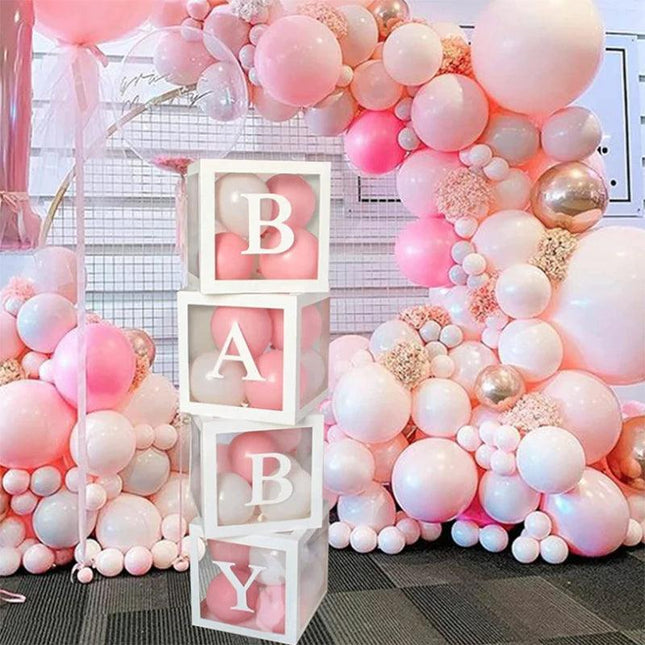 Transparent box with letters for balloons