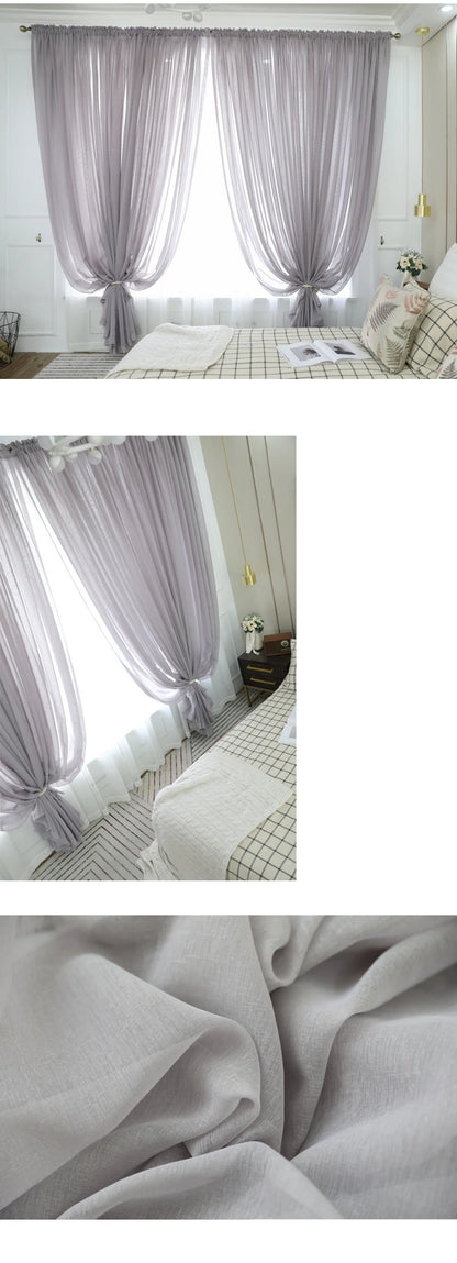 Gray Tulle Voile Curtain