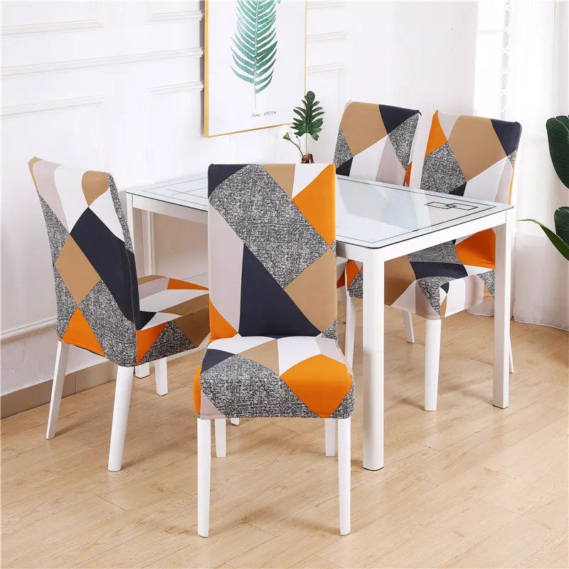 Printed and plain covers for dining chair