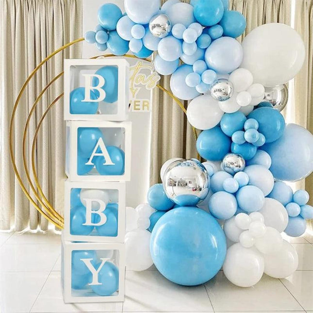 Transparent box with letters for balloons