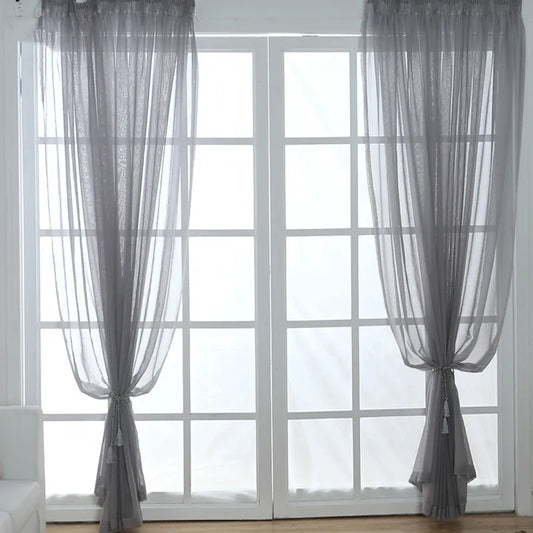 Gray Tulle Voile Curtain