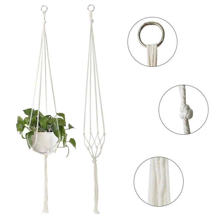 Support de pot de fleur suspendu en macramé d'intérieur et d'extérieur disponible en différents modèles