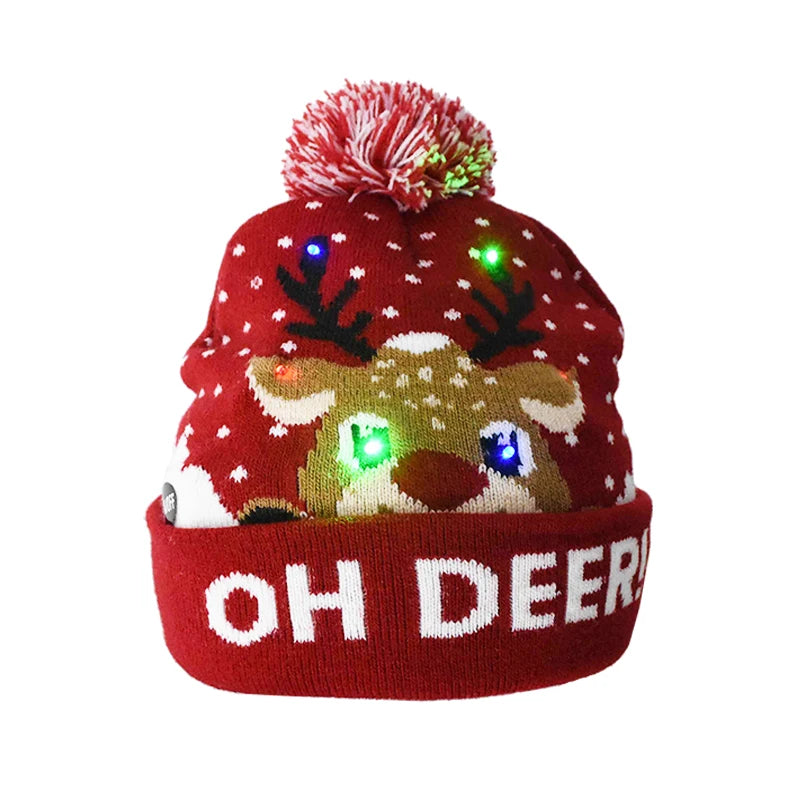 Gorro navideño con luz LED para niños