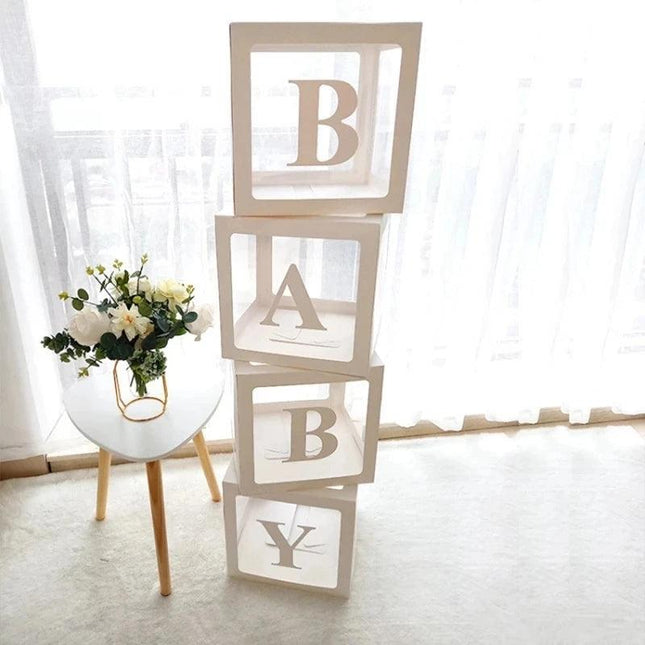 Transparent box with letters for balloons