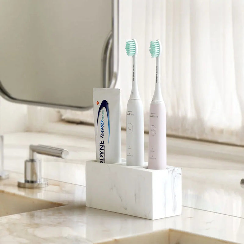 Portacepillos de dientes de resina efecto mármol | Organizador de baño para cepillos y pasta dental | Disponible en blanco o negroSoportes para cepillos de dientesHome & Garden > Bathroom Accessories > Toothbrush Holders