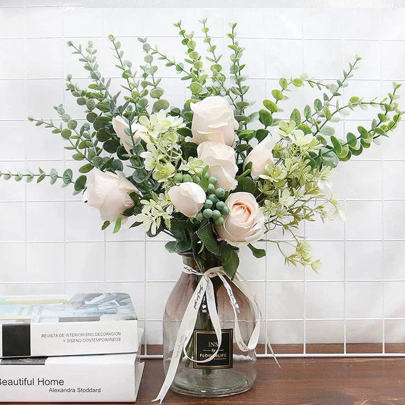 Hojas de eucalipto artificiales escarchadas para decoraciónPlantas artificialesHome & Garden > Decor > Artificial Flora > Artificial Non-Flowering Plants