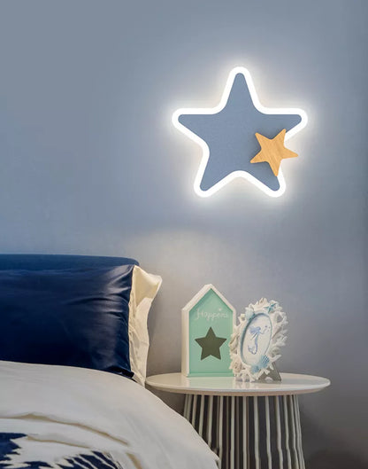 Lámpara de pared LED con forma de cohete, luna y estrella