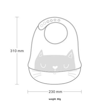 Baberos impermeables de silicona ajustables con dibujos de gatos