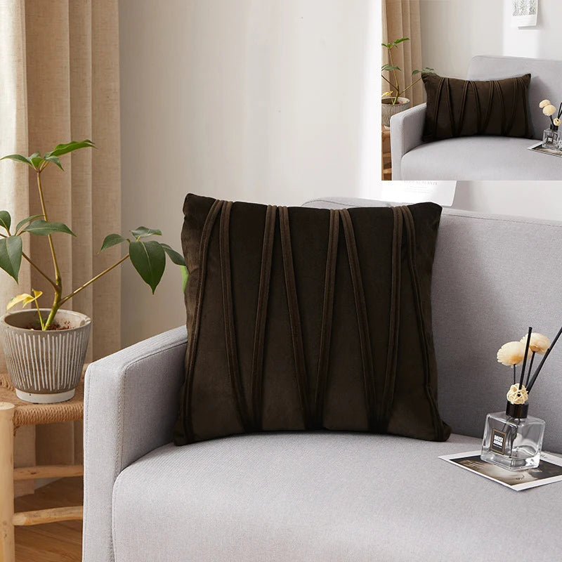 Fundas para cojines de terciopelo a rayas en colores sólidosFundas de cojines