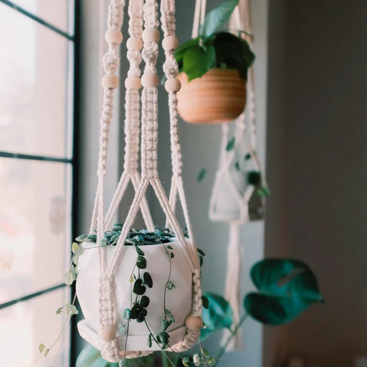 Support de pot de fleur suspendu en macramé d'intérieur et d'extérieur disponible en différents modèles